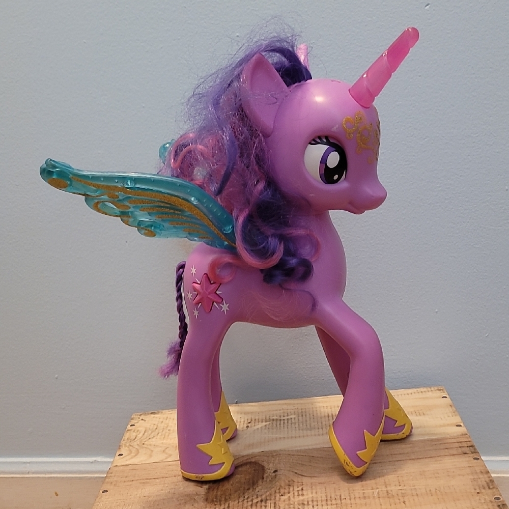 My Little Pony Purple Unicorn with Teal-Gold Wings and Pink Horn WORKS!